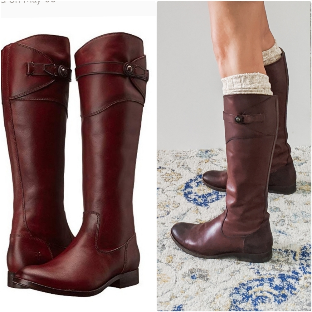 Frye Molly Button riding boots in Redwood Leather!
